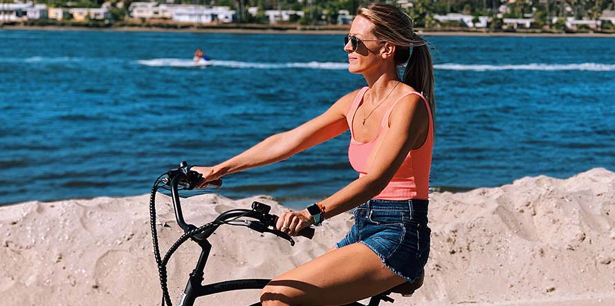 Woman Riding Electric Bike Woman Riding Electric Bike